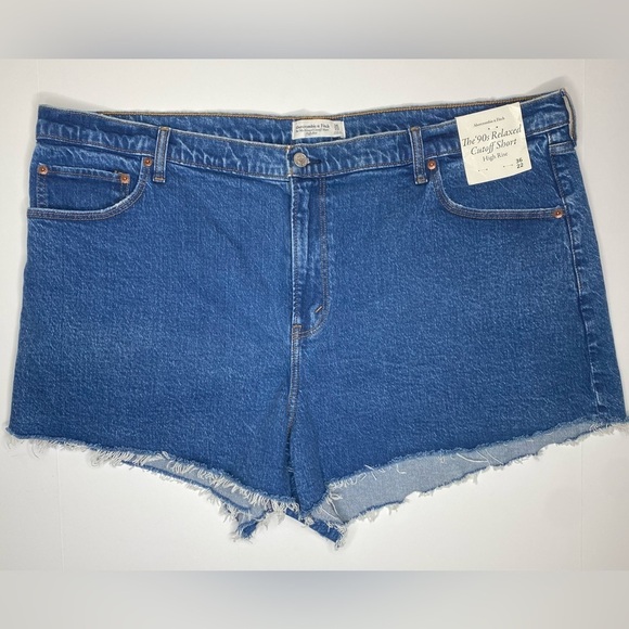 Abercrombie90’s High Rise Relaxed Cutoff Jean Shirts Plus Size 22 New With Tags - Picture 1 of 9